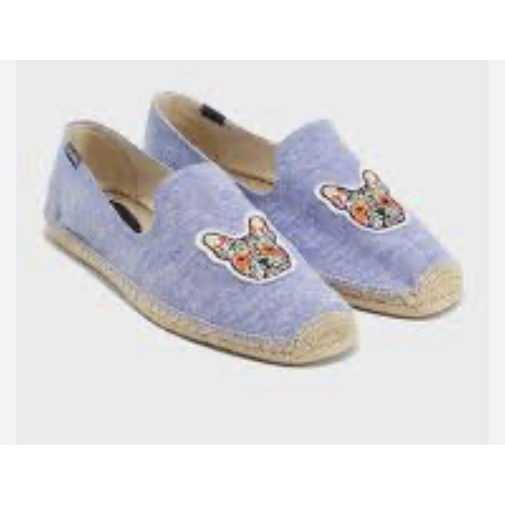 Soludos French‎ Bulldog Espadrilles Platform Shoes Blue Size 9.5